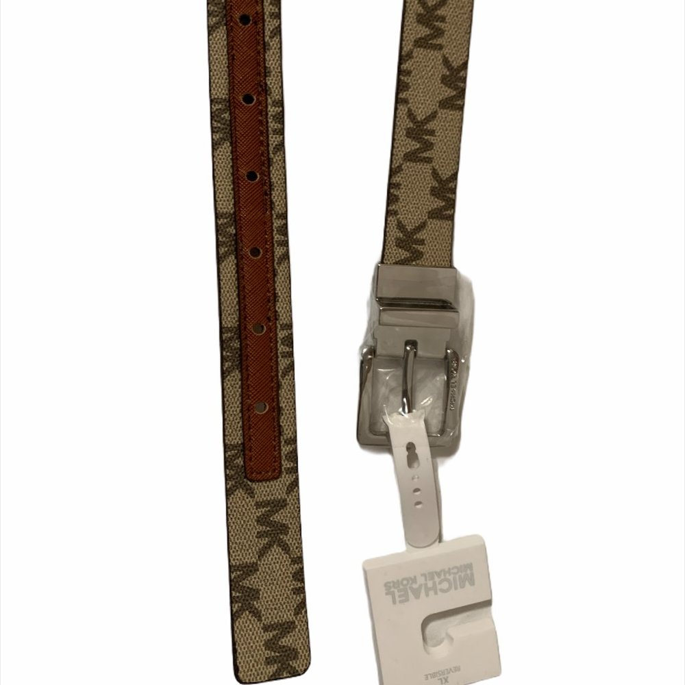Michael Kors Reversible Twist Buckle MK Logo Belt